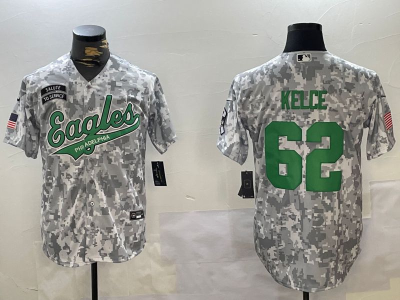 Men Philadelphia Eagles 62 Kelce Nike Arctic Camo 2024 Salute to Service Limited NFL Jersey style 1